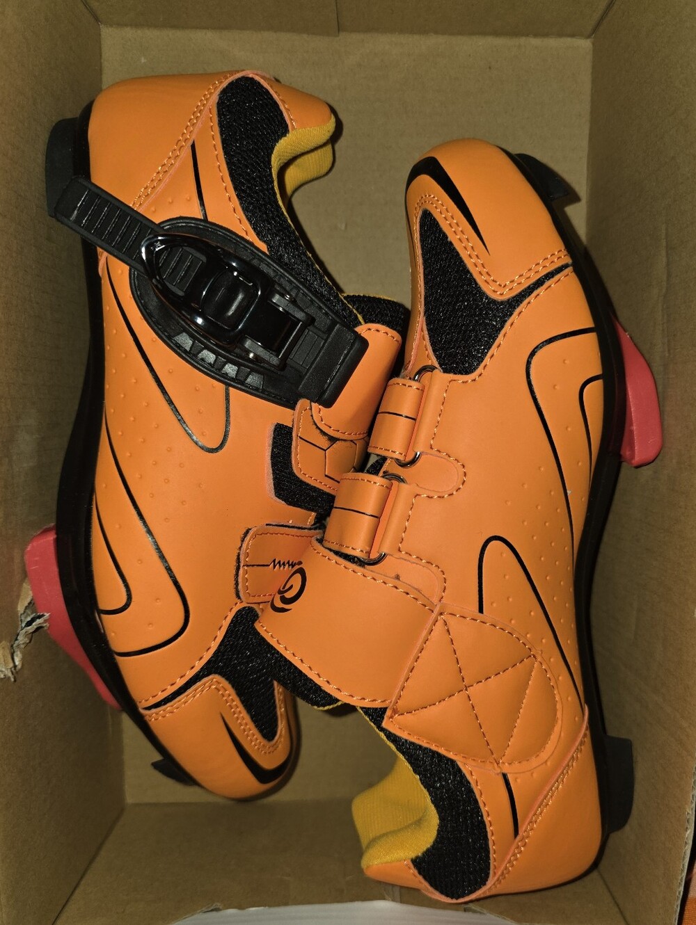 Orange Road Cycling Shoes with Secure Buckle